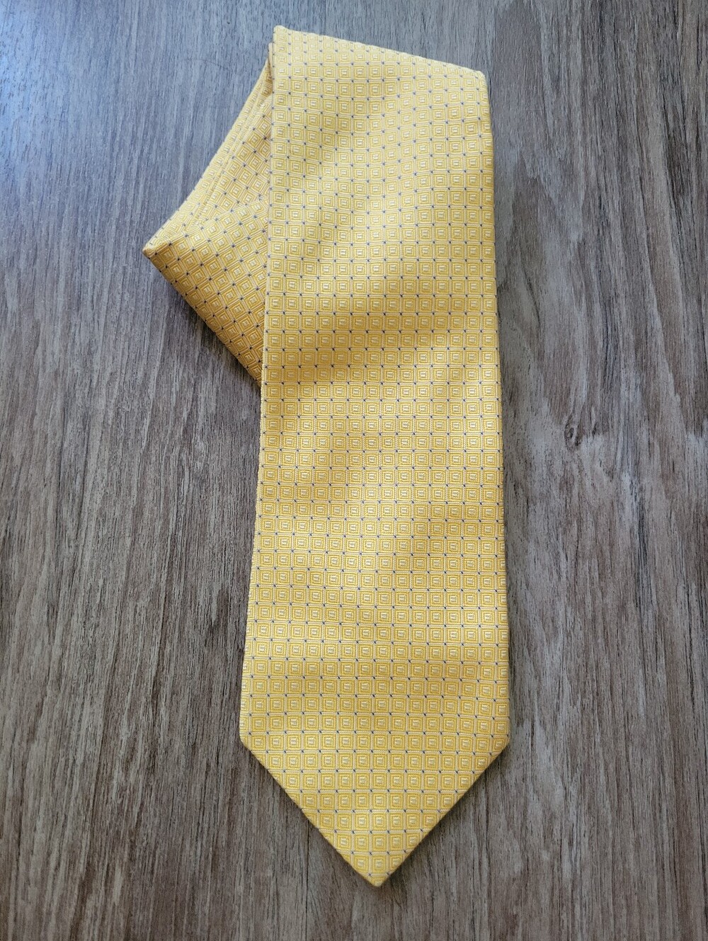 Brooks Brothers Makers Mens Necktie Pure Silk Woven USA Made Yellow Blue